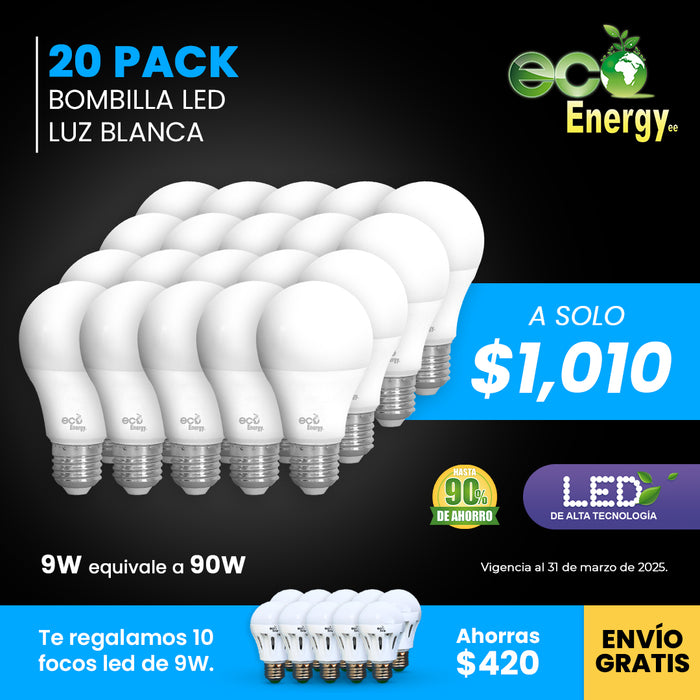 20 Pack Bombilla LED Luz Blanca