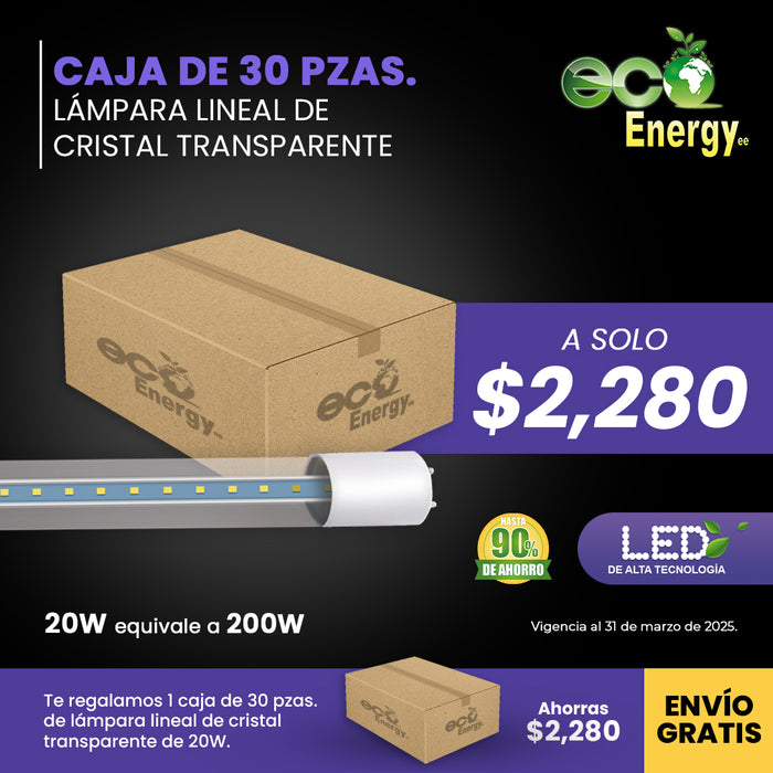 Caja 30 Piezas Lámpara Líneal de Cristal Transparente