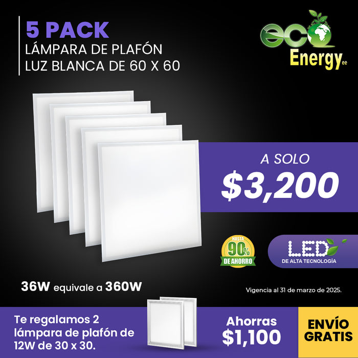 5 PACK LÁMPARA DE PLAFON 60X60
