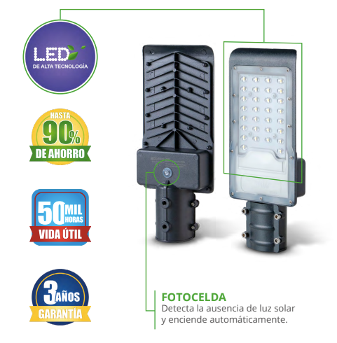 LUMINARIA LED CON FOTOCELDAS PARA VIALIDADES | 30W