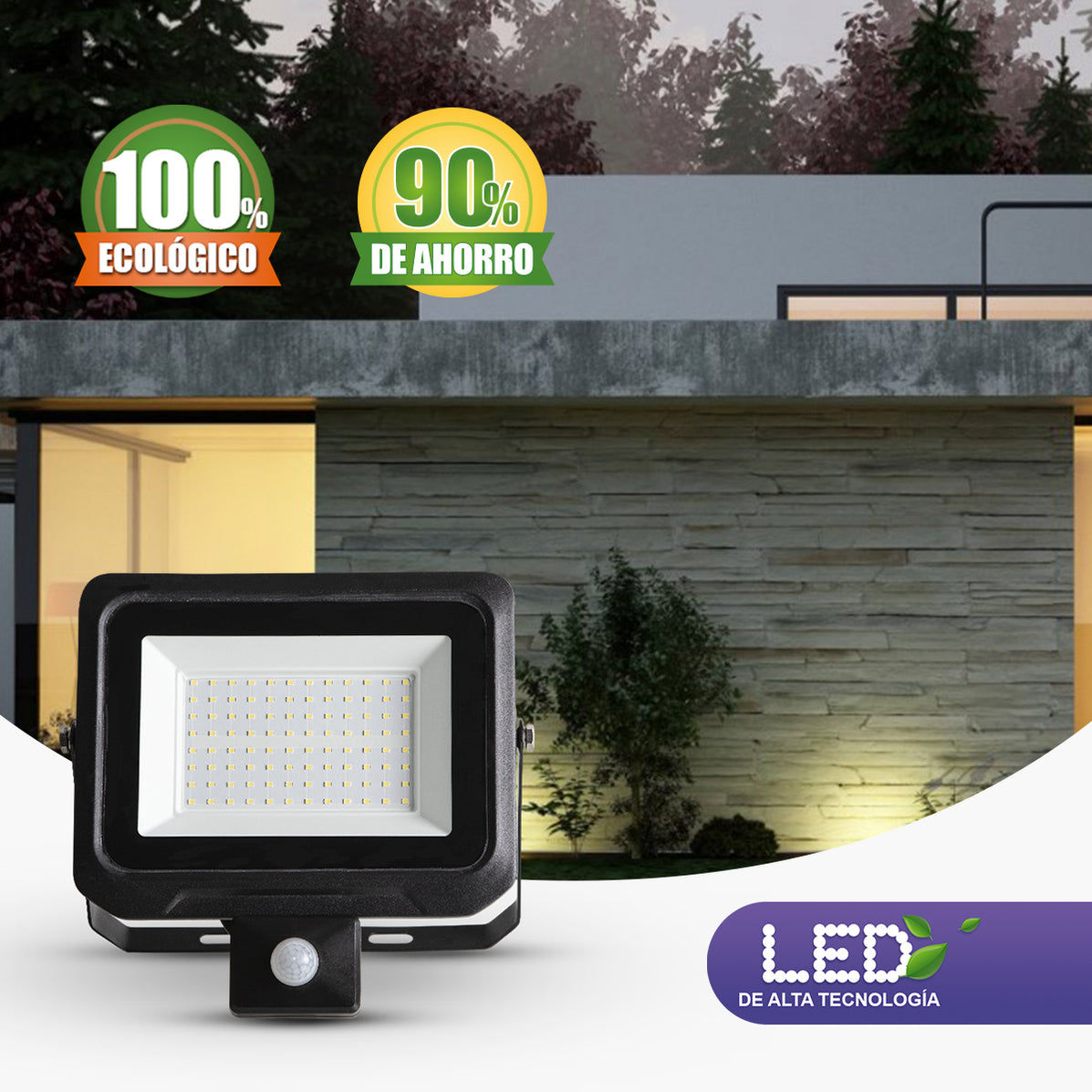 Reflector LED con Sensor de Movimiento | 100 W — Eco Energy Mexico