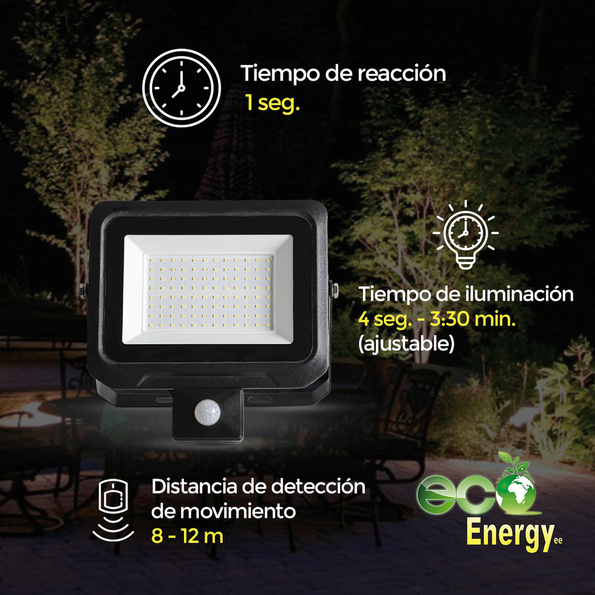 Reflector led con sensor de movimiento 100w — Eco Energy Mexico