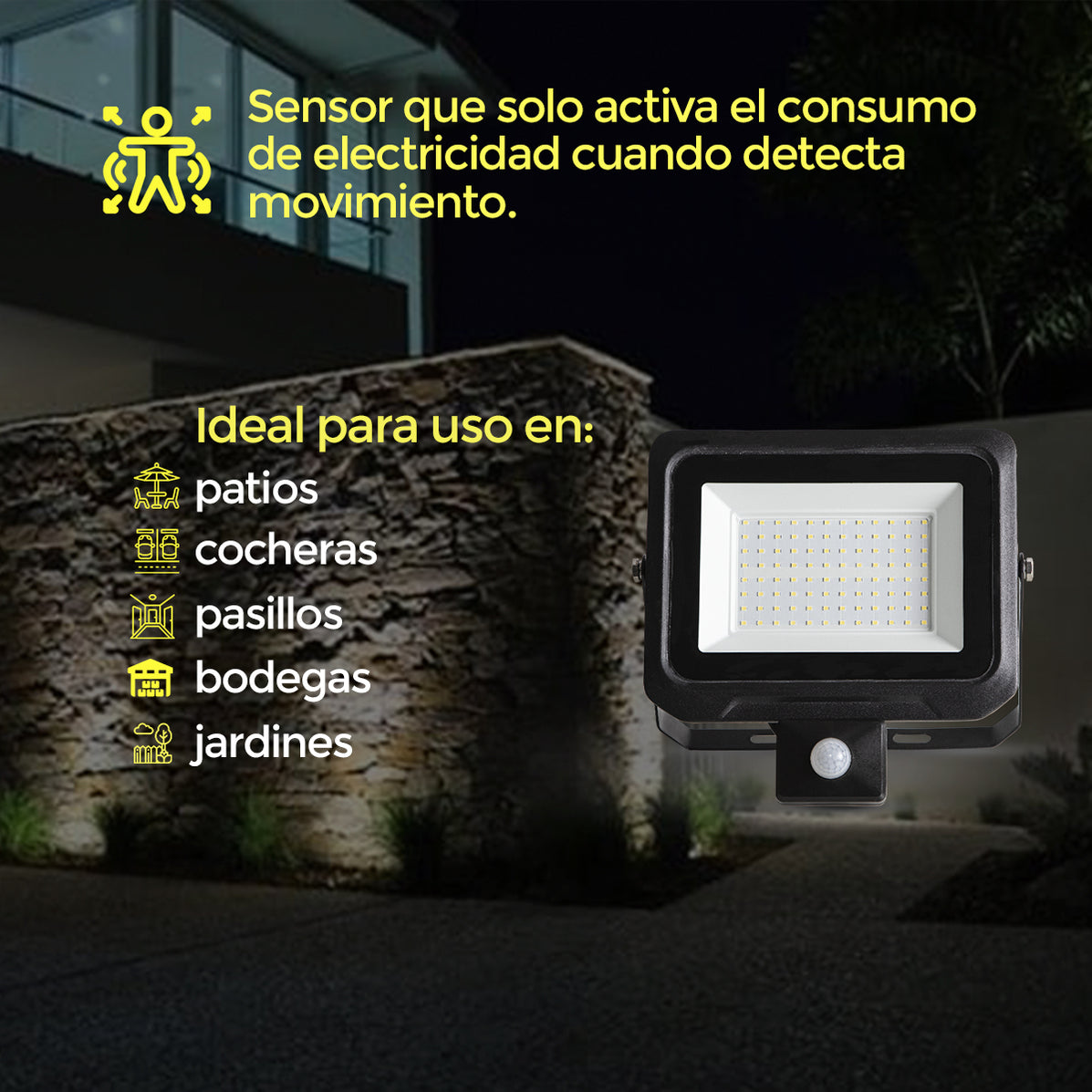 Reflector led con sensor de movimiento 100w — Eco Energy Mexico
